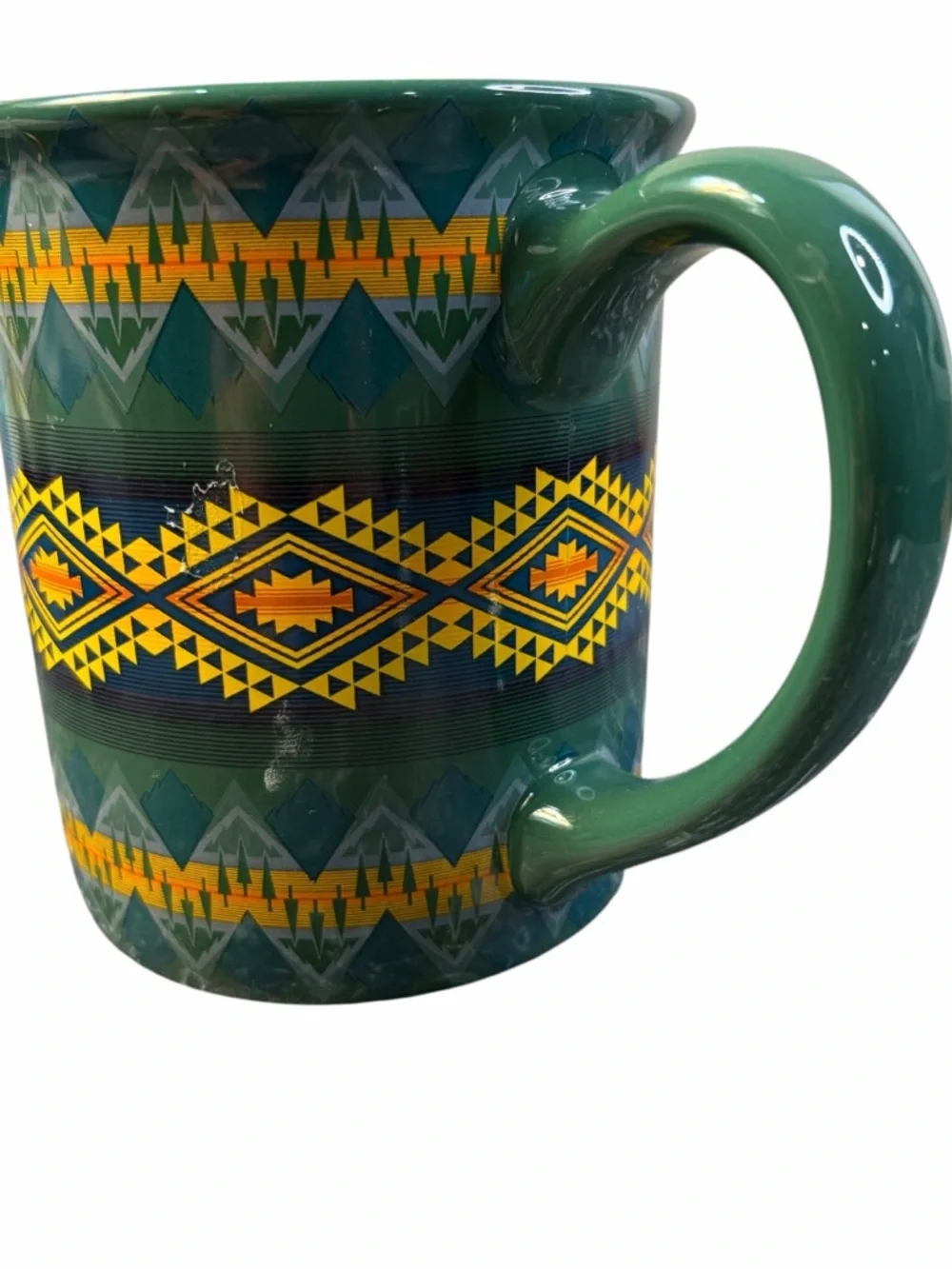 PENDLETON GREEN SOUTHWEST PRINT COFFEE MUG 12 OZ